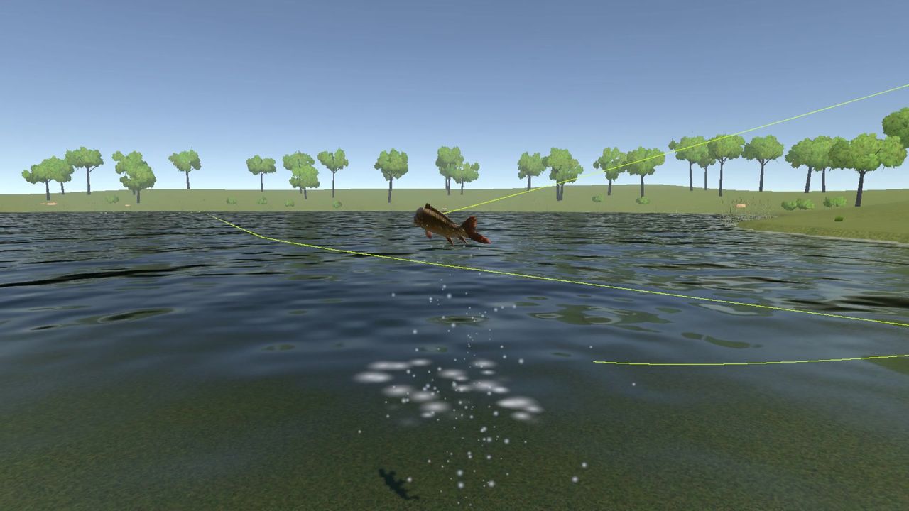 A carp jumping during the fight