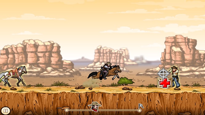 Ggunshot cowboy shooting indians first level